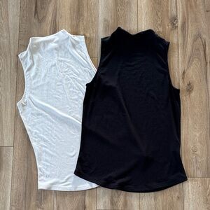 Kit and Ace Set of Medium Sleeveless Black and White Tank Mock Neck Office Tops